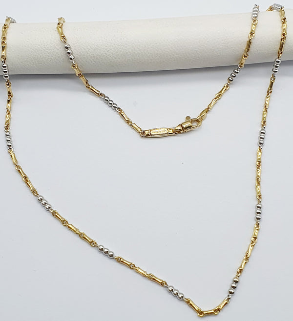 COLLANA 2 ORI GIALLO/BIANCO 18K 750 GR.8,10 CM 51
