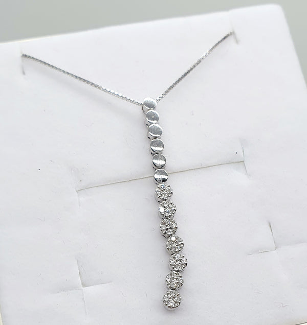 COLLANA ORO BIANCO 18K 750 A FIAMMIFERO CON BRILLANTI  GR. 3,9 CM. 42