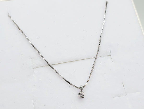 COLLANA ORO BIANCO 18K 750 PICCOLO PUNTO LUCE BRILLANTE GR.1,52 CM.42
