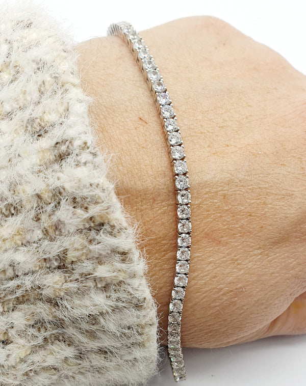 BRACCIALE TENNIS ARGENTO NUOVO 925 ZIRCONI GR.10 CM.18
