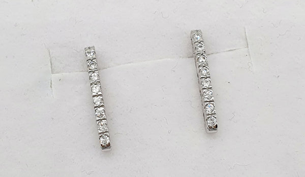 ORECCHINI ORO BIANCO 18K 750 VERTICALI, ZIRCONI GR.1,97