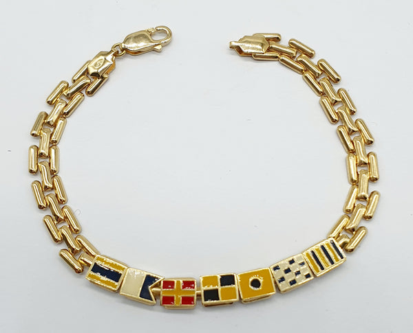 BRACCIALE ORO GIALLO 18K 750 BANDIERE GR.9,54 CM. 18
