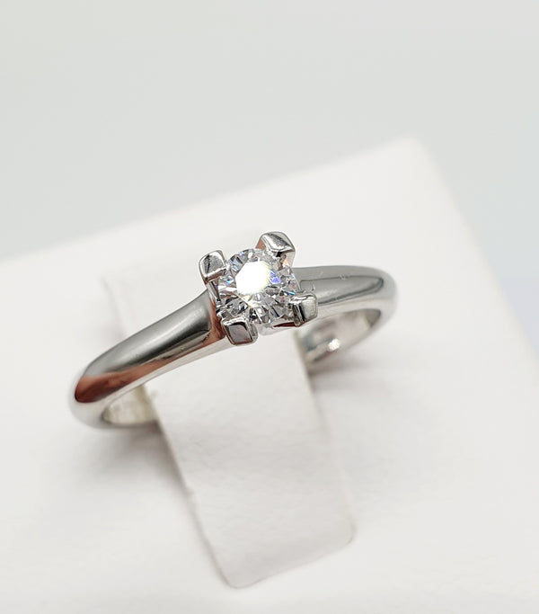ANELLO ORO BIANCO 18K 750 BRILLANTE DA 0,16 CT GR.3,85
