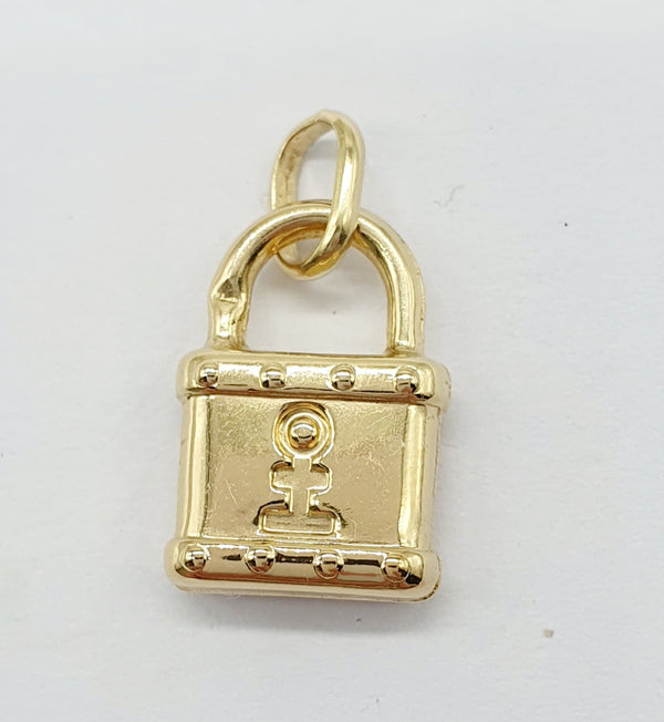 CIONDOLO ORO GIALLO 18K 750 LUCCHETTO GR.1,77 H.1,5 CM LARGH.1 CM