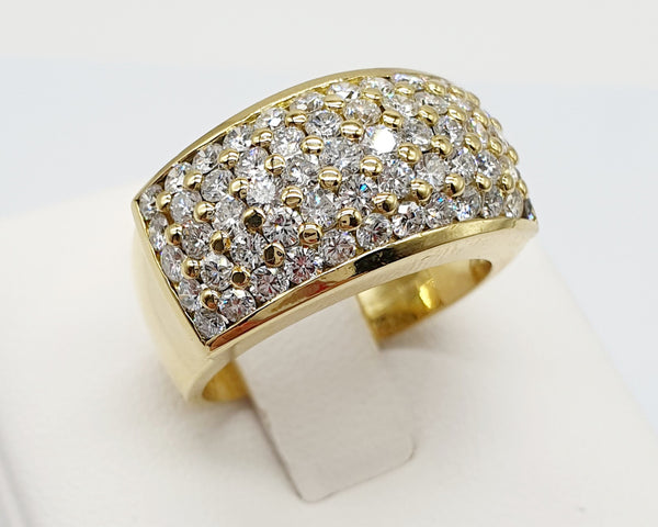 ANELLO A FASCIA IN ORO GIALLO E BIANCO 18K 750, 60 BRILLANTI DA 0,60 CT TOTALI GR. 11,42