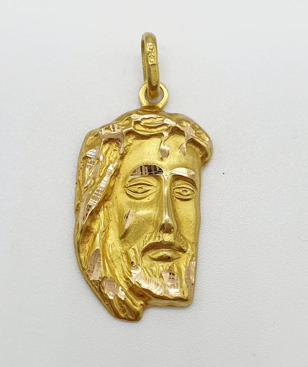 CIONDOLO ORO GIALLO 18K 750 VOLTO DI GESU' GR.3,79 H.2,5CM LARG.1,5 CM