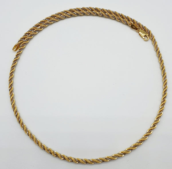 COLLANA TORCION ORO GIALLO/ORO BIANCO GR.9,22 CM.45