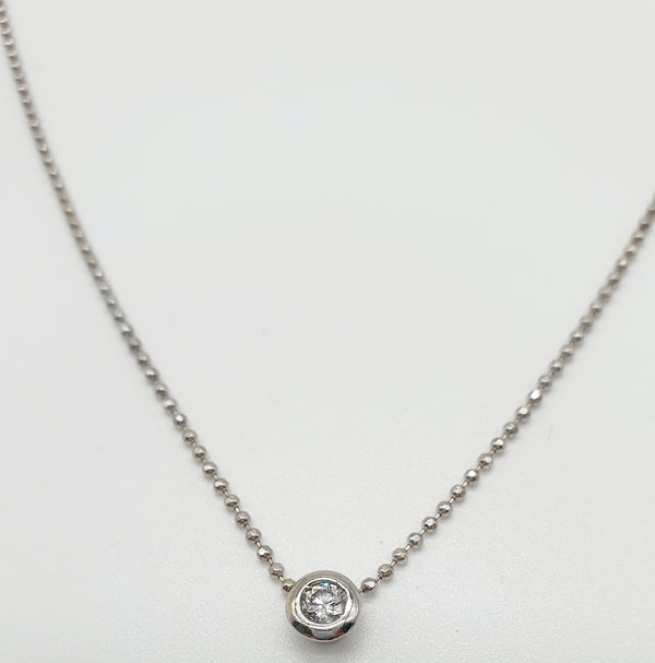 COLLANA PUNTO LUCE ORO BIANCO 18K 750 GR.2,67 BRILLANTE DA 0,16 CT