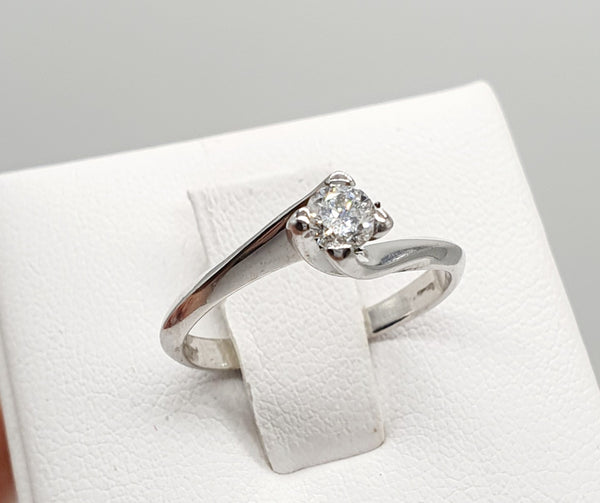 ANELLO SOLITARIO ORO BIANCO 18K 750 BRILLANTE DA 0,23 CT GR. 2,91
