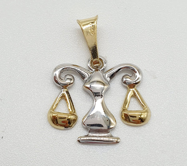 CIONDOLO 2 ORI BIANCO E GIALLO 18K 750 BILANCIA GR.1,64