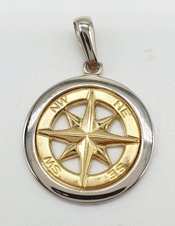 CIONDOLO ROSA DEI VENTI ORO BIANCO E GIALLO 18K 750 GR.3,36
