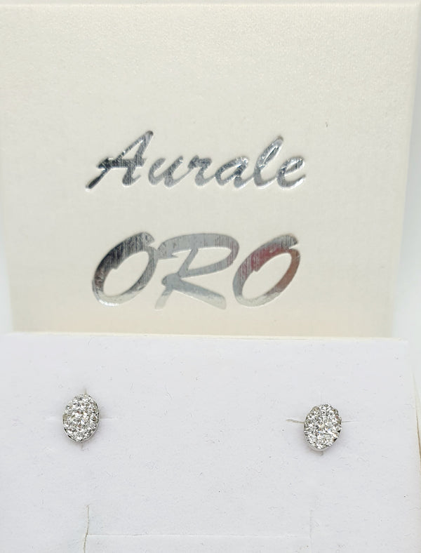 ORECCHINI OVALI ORO BIANCO 18K 750 ZIRCONI GR.0,76