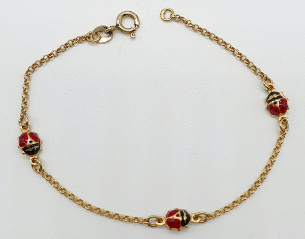 BRACCIALE BIMBO/A COCCINELLE SMALTATE ORO GIALLO 18K 750 GR.2,88 CM