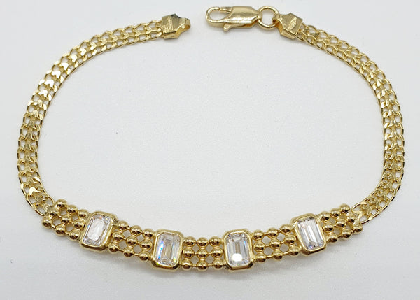 BRACCIALE ORO GIALLO 18K 750 CON ZIRCONI GR.9,83 CM. 18