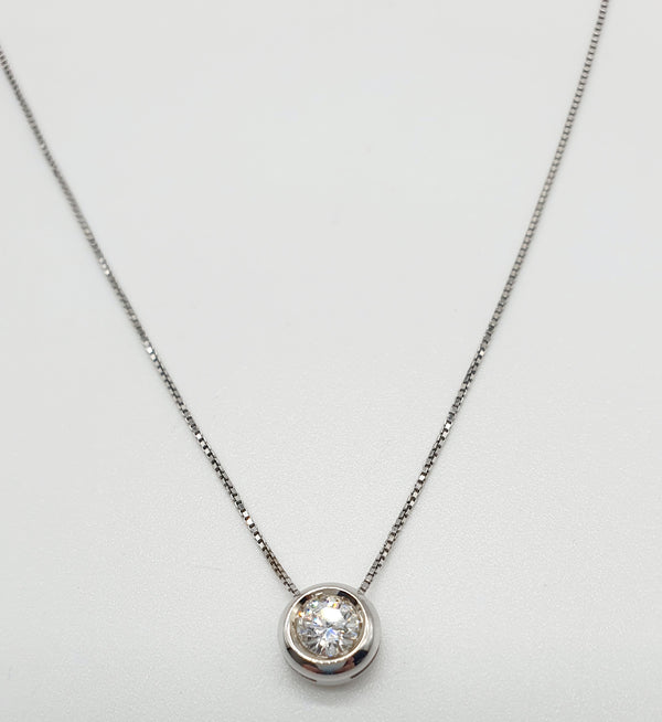 PUNTO LUCE ORO BIANCO 18K 750 GR.2,97 CM.45  BRILLANTE 0,65 CT VS/G