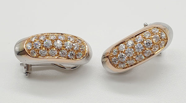 ORECCHINI 2 ORI BIANCO/GIALLO 18K 750 28 BRILLANTI DA 0,84CT  TOTALI  VS/G GR.8,5