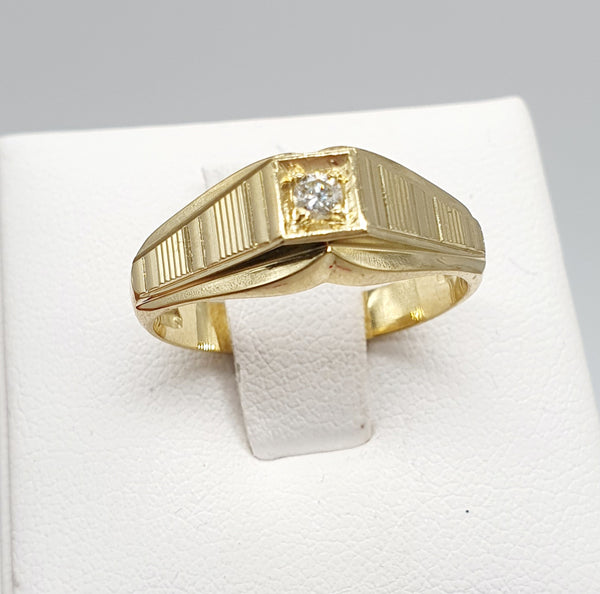ANELLO ORO GIALLO 18K 750 UOMO CON BRILLANTINO GR.4,88