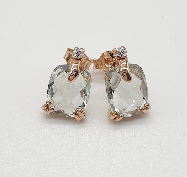ORECCHINI ORO ROSE' 18K 750 TOPAZIO BRIOLE' GR.3,90