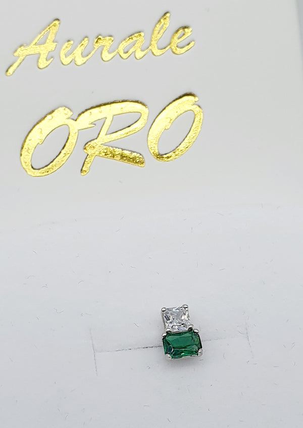 MONO ORECCHINO BROSWAY ARGENTO 925 ZIRCONI VERDE E BIANCO