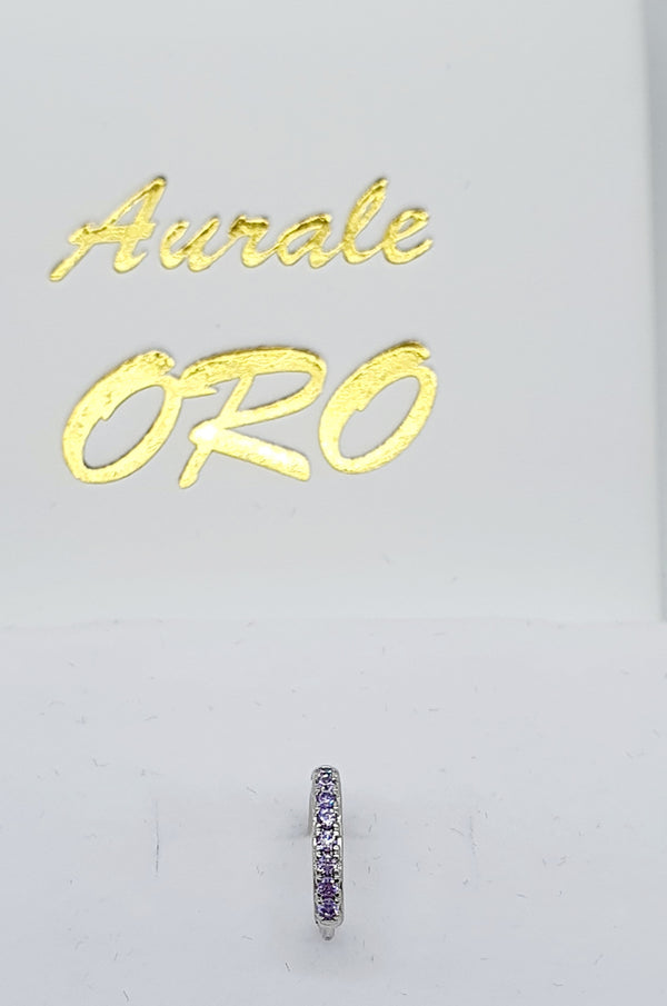 MONO ORECCHINO BROSWAY ARGENTO 925 CERCHIETTO CON PICCOLI ZIRCONI LILLA D. 8MM