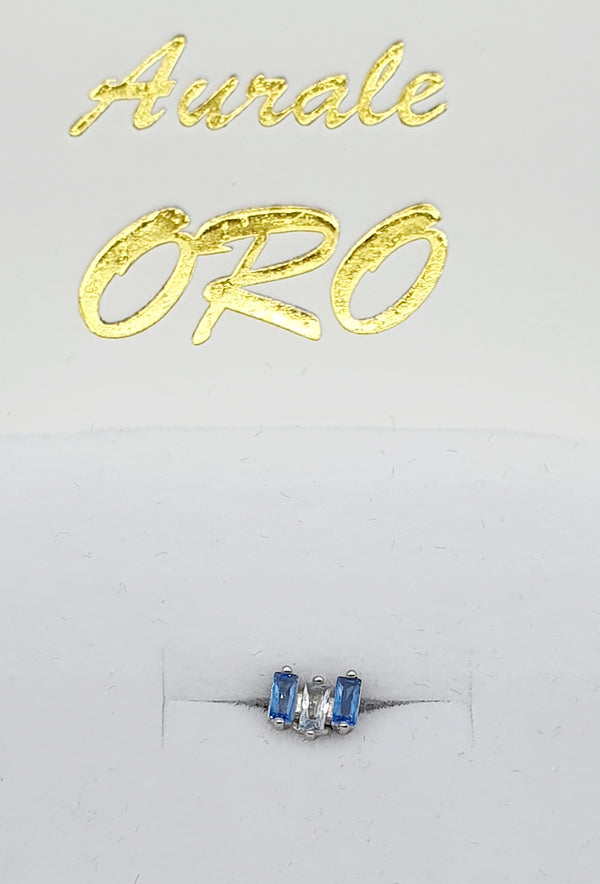 MONO ORECCHINO BROSWAY ARGENTO 925 ZIRCONI CELESTI E BIANCHI