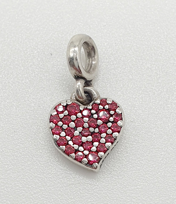 CIONDOLO "PANDORA" ARGENTO 925 PICCOLO CUORE ZIRCONCINI ROSSI GR.4,67