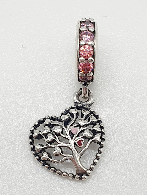 CIONDOLO "PANDORA" ARGENTO 925 CUORE ALBERO DELLA VITA ZIRCONI GR.4,67