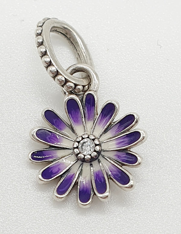 CIONDOLO "PANDORA" ARGENTO  925 FIORE LILLA CON ZIRCONE CENTRALE GR.4,67