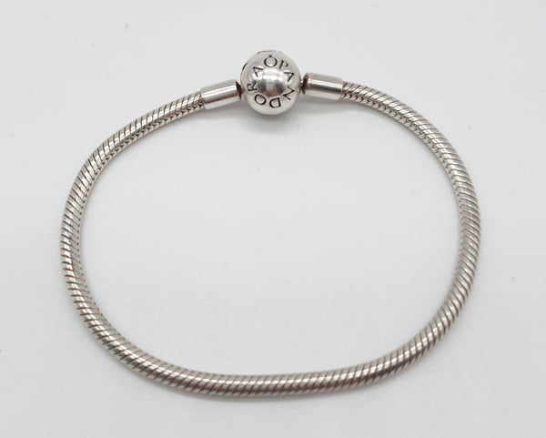 BRACCIALE SNAKE ARGENTO 925 "PANDORA" CHIUSURA CENTRALE CLASSICA CON SCRITTA PANDORA GR.4,67
