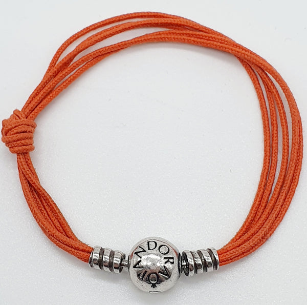 BRACCIALE "PANDORA" CHIUSURA ARGENTO 925 5 FILI TESSUTO ARANCIONE
