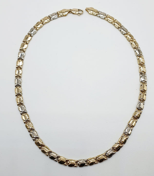 COLLIER UOMO 2 ORI GIALLO/BIANCO 18K 750 GR.23,71 CM.45 DIAMETRO MAGLIA 6MM