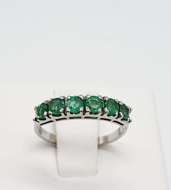ANELLO ORO BIANCO 18K 750 SMERALDI 0,96 CT TOTALI GR.2,95