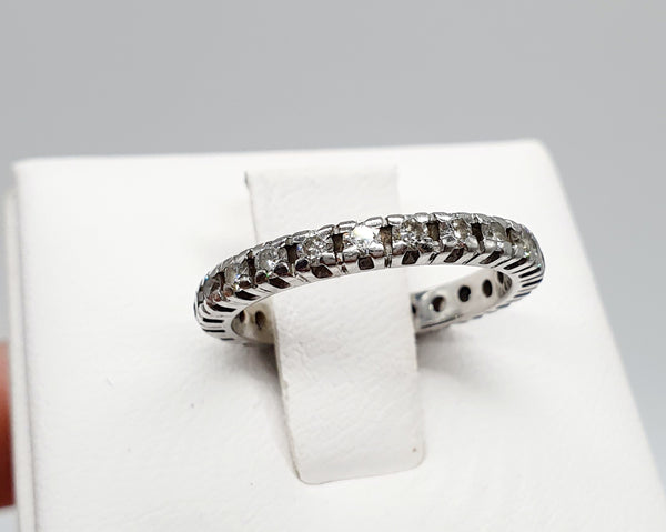 ANELLO ORO BIANCO INFINITY 18K 750 BRILLANTI 0,23 CT TOTALI GR.2,89 MISURA 13