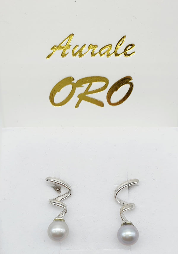 ORECCHINI ORO BIANCO 18K 750 PERLE GRIGE GR.3,35