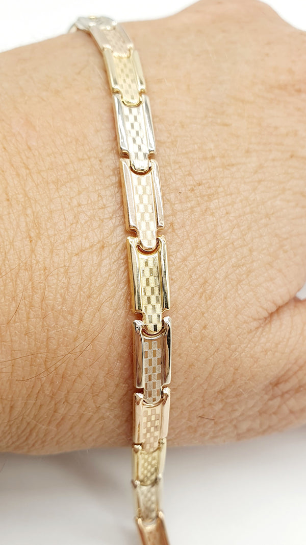 BRACCIALE 3 ORI BIANCO/GIALLO/ROSE' 18K 750 CM 18 GR.8,30