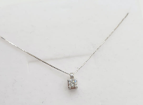 PUNTO LUCE ORO BIANCO 18K 750 GRIFFE BRILLANTE CENTRALE 0,10 CT GR.1,20