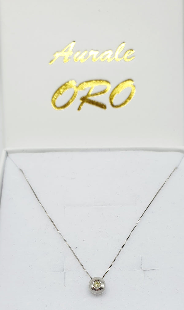 PUNTO LUCE ORO BIANCO 18K 750 A CIPOLLA BRILLANTE CENTRALE 0,10 CT GR.1,12
