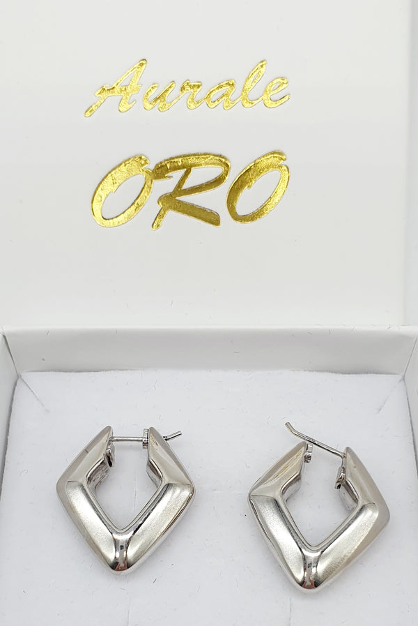 ORECCHINI ORO BIANCO 18K 750 A ROMBO GR.7,01