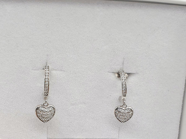 ORECCHINI ARGENTO 925 A SEMICERCHIO, CURICINO PENDENTE CON ZIRCONI GR.4,67