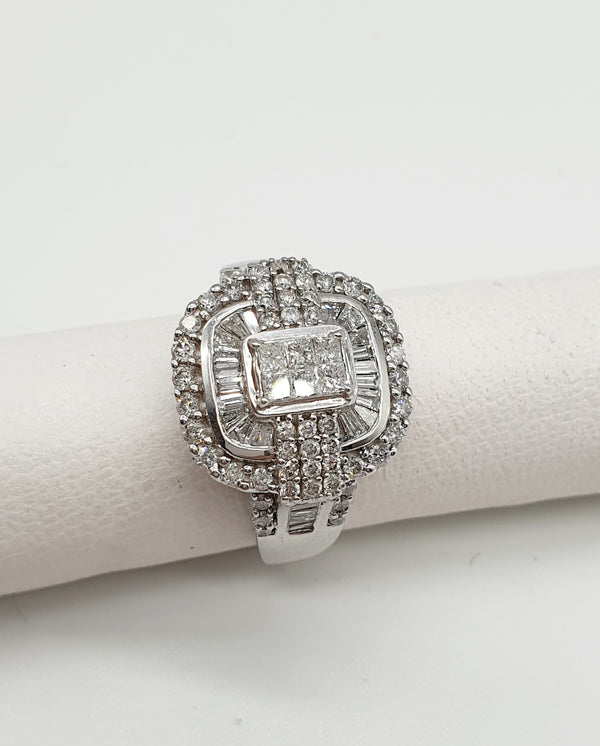 ANELLO ORO BIANCO 18K 750 BRILLANTI 1,57 CT TOTALI GR.7,85