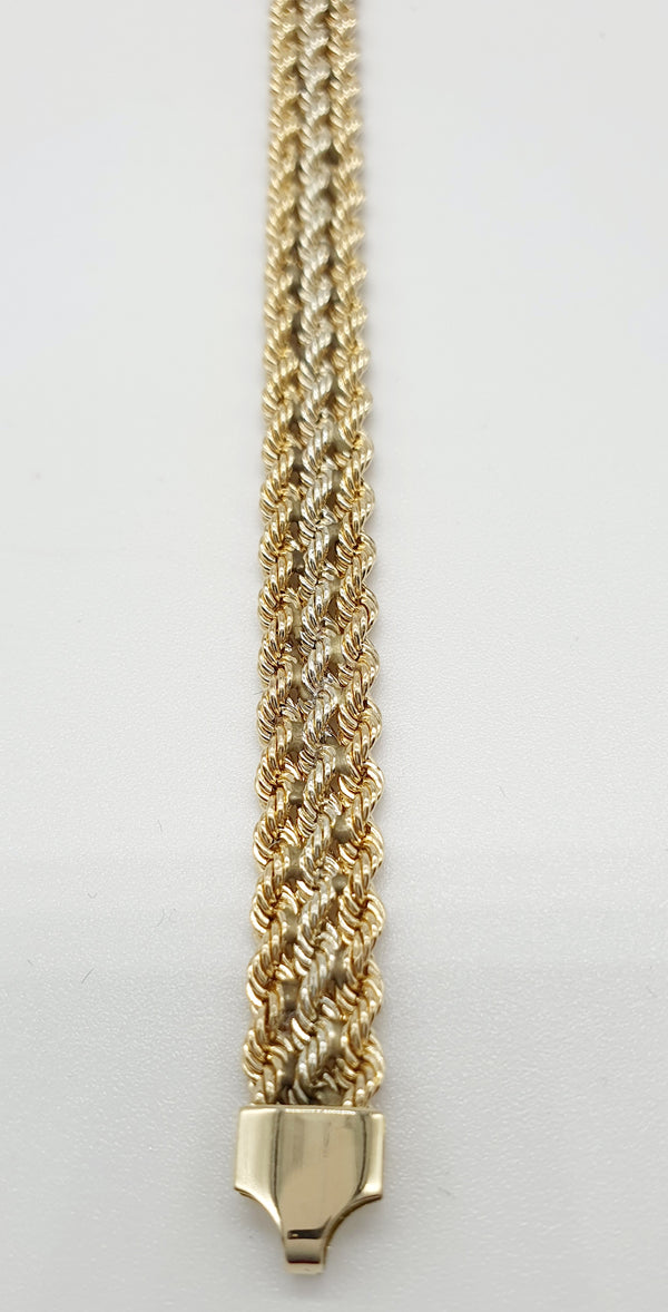BRACCIALE ORO 9K A 3 TORCION ORO GIALLO E BIANCO GR.4,81 CM.18