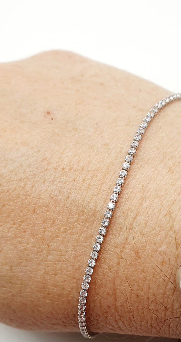 BRACCIALE TENNIS ORO BIANCO 18K 750 ZIRCONI GR.2,82 CM.18