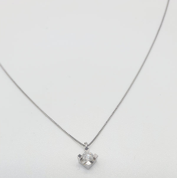 PUNTO LUCE ORO BIANCO 18K 750 DIAMANTE CENTRALE 0,12 CT