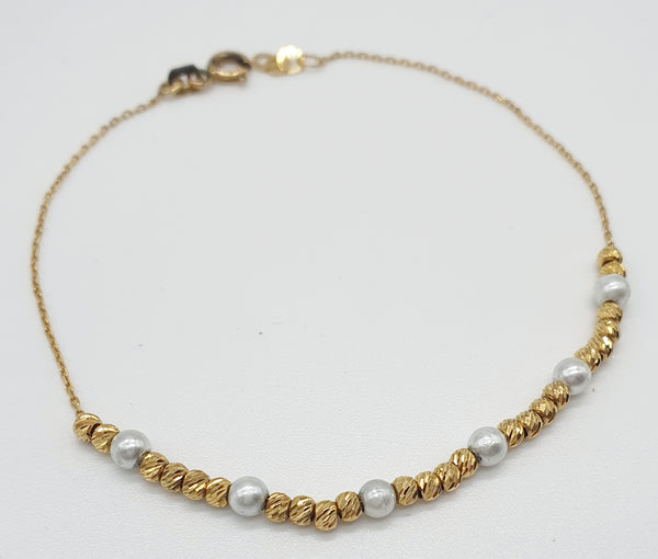 BRACCIALETTO ORO GIALLO 9K CON PERLE CM.18 GR.2,14
