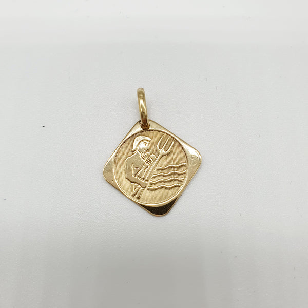 CIONDOLO ORO GIALLO 18K 750 SEGNO ZODIACALE ACQUARIO GR.2,08