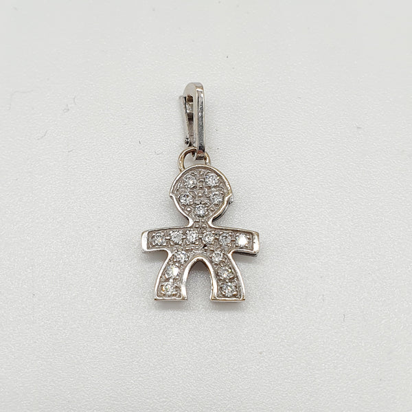 CIONDOLO MARCA "LE BEBE" ORO BIANCO 18K 750 DIAMANTI 0,17 CT TOTALI GR.2 CON SCATOLA E GARANZIA