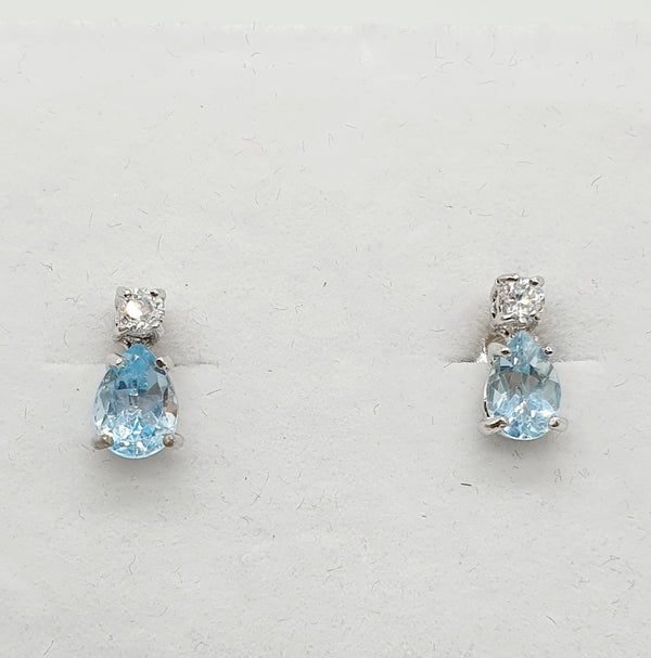 ORECCHINI ORO BIANCO 18K 750 TOPAZI E ZIRCONI GR.2,18