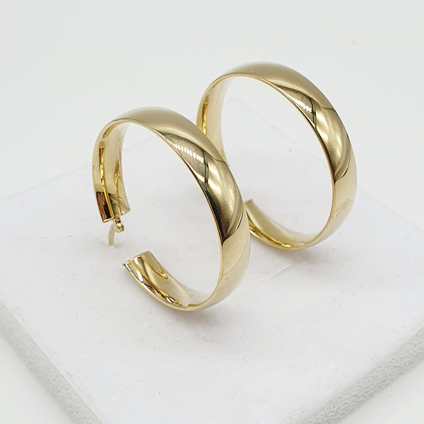 ORECCHINI ORO GIALLO 18K 750 CERCHIO GRANDE LISCIO GR.4,24 H.3,2 CM D.3,2 CM