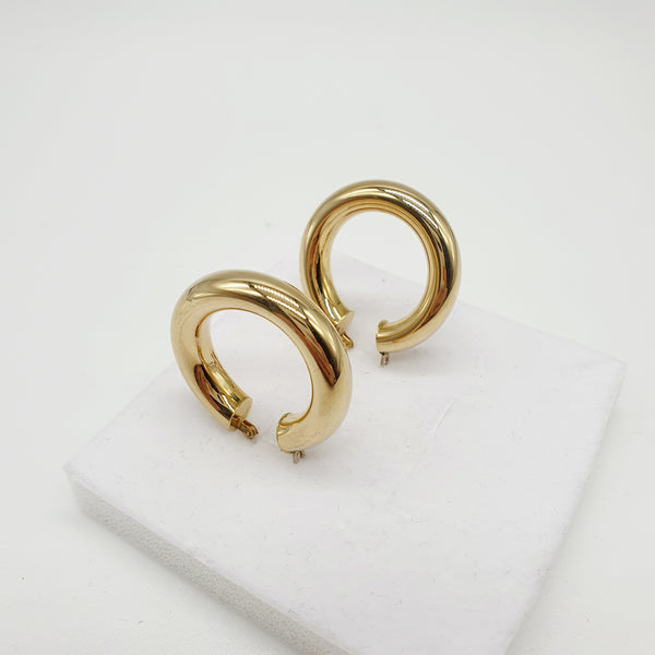 ORECCHINI ORO GIALLO 18K 750 A CERCHIO LISCIO  BOMBATI GR.6,11 D.3 CM H.3 CM