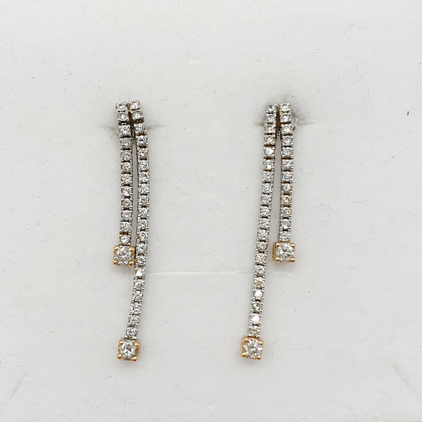 ORECCHINI PENDENTI ORO BIANCO 18K 750 DIAMANTI 0,48 CT TOTALI GR. 6,34